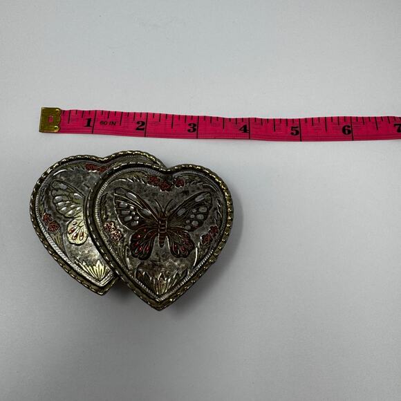 Double Heart Mixed Metal Color Butterfly Belt Buckle Vintage Made in USA - Picture 7 of 8